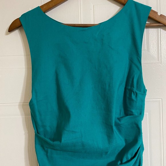 Nicole Miller Bodycon Ruched Aquamarine Dress - Picture 3 of 12